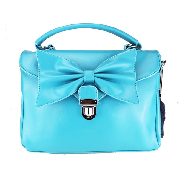 Miss Lulu Bow Envelope Handbag Blue - Stockpoint Apparel Outlet