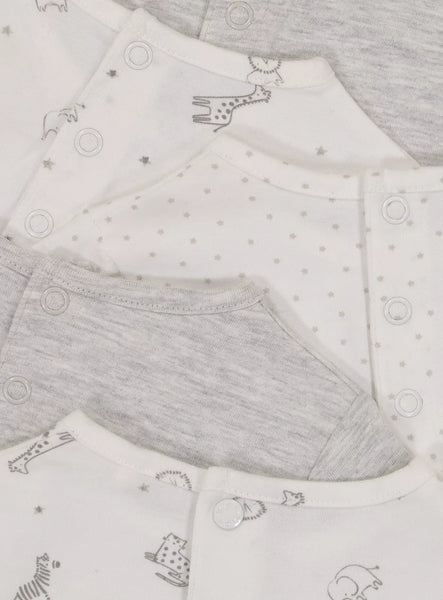 Tu 5 Pack Grey & Safari Print Long Sleeve Baby Girls Tops - Stockpoint Apparel Outlet