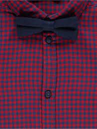 George Red Micro Check Boys Shirt with Bow Tie - Stockpoint Apparel Outlet