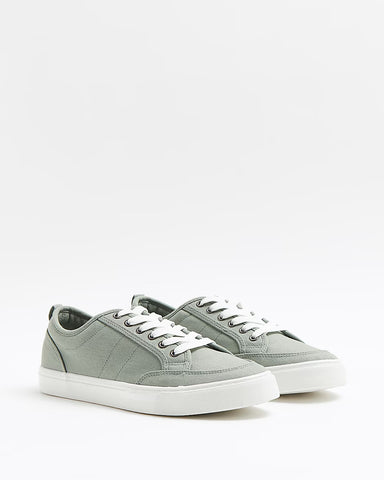 River Island Green Light Sutton Lace Up Mens Plimsolls - Stockpoint Apparel Outlet