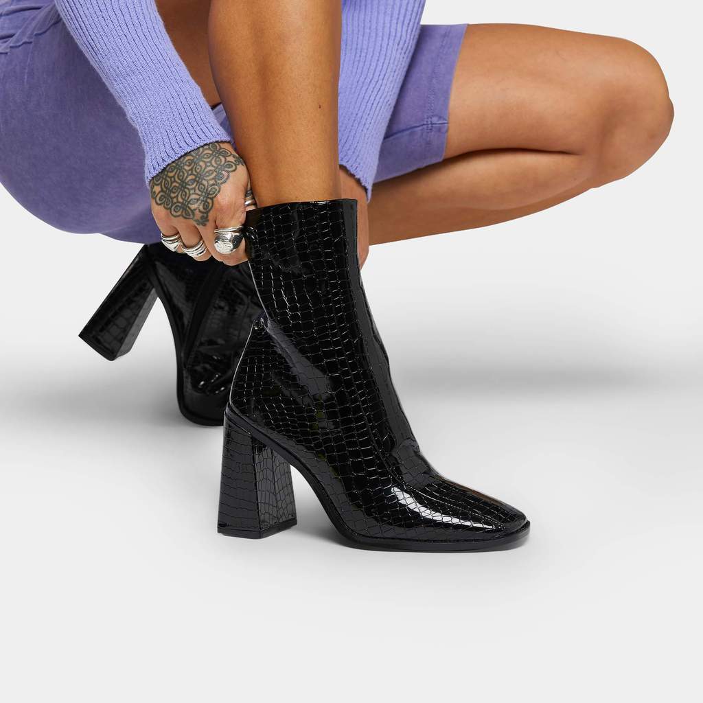 Nami Square Toe Croc Ankle Boot – Stockpoint Apparel Outlet