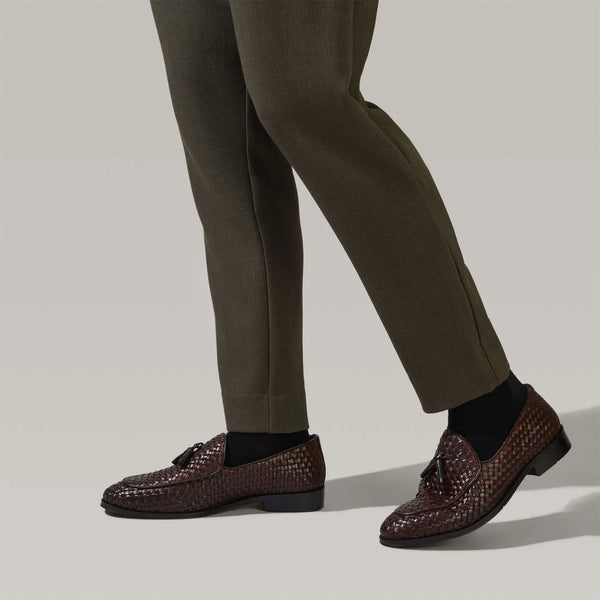 Kurt Geiger KG Haxsby Tassel Brown Leather Mens Loafers - Stockpoint Apparel Outlet