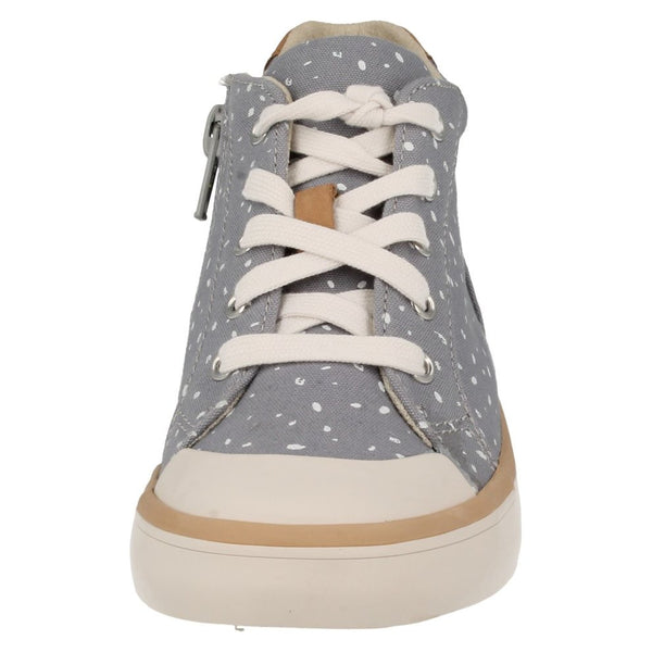 Clarks Comic Whiz Grey Canvas Younger Girls Hi-Top - Stockpoint Apparel Outlet