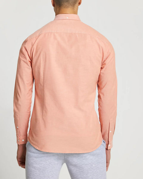 River Island Maison Riviera Orange Long Sleeve Mens Shirt - Stockpoint Apparel Outlet