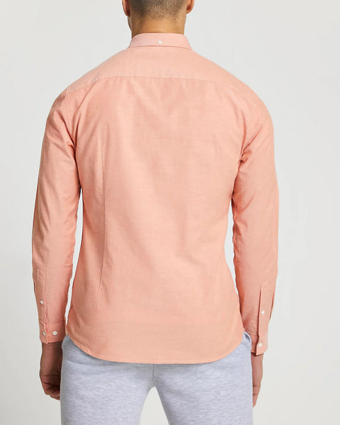River Island Maison Riviera Orange Long Sleeve Mens Shirt - Stockpoint Apparel Outlet