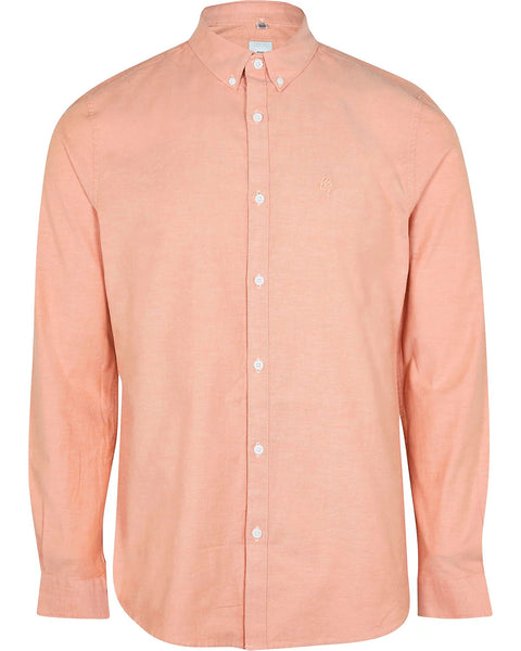 River Island Maison Riviera Orange Long Sleeve Mens Shirt - Stockpoint Apparel Outlet
