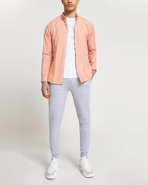 River Island Maison Riviera Orange Long Sleeve Mens Shirt - Stockpoint Apparel Outlet