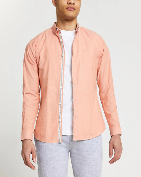River Island Maison Riviera Orange Long Sleeve Mens Shirt - Stockpoint Apparel Outlet