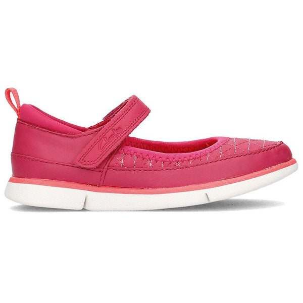 Clarks Tri Megan Berry Leather Girls Ballerinas - Stockpoint Apparel Outlet