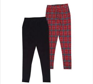 SoulCal 2 Pack Red Check Black Older Girls Trousers - Stockpoint Apparel Outlet