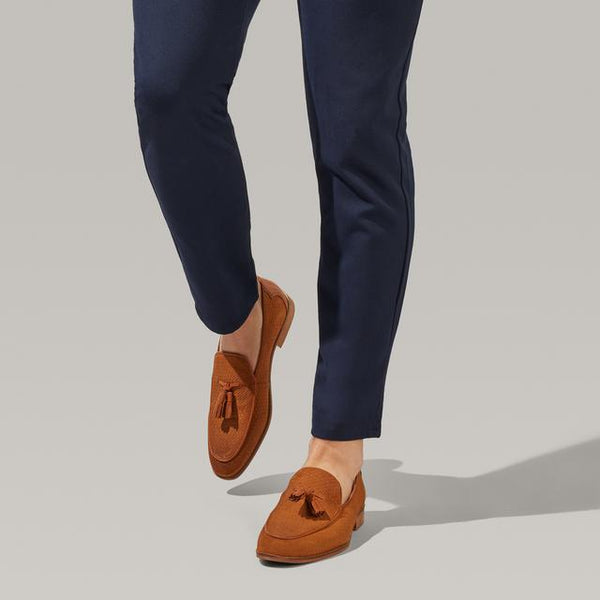 Kurt Geiger Buster Tan Suede Mens Tassel Loafers - Stockpoint Apparel Outlet