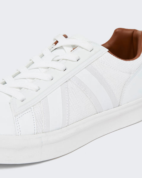 River Island White Mesh Detail Mens Trainers - Stockpoint Apparel Outlet