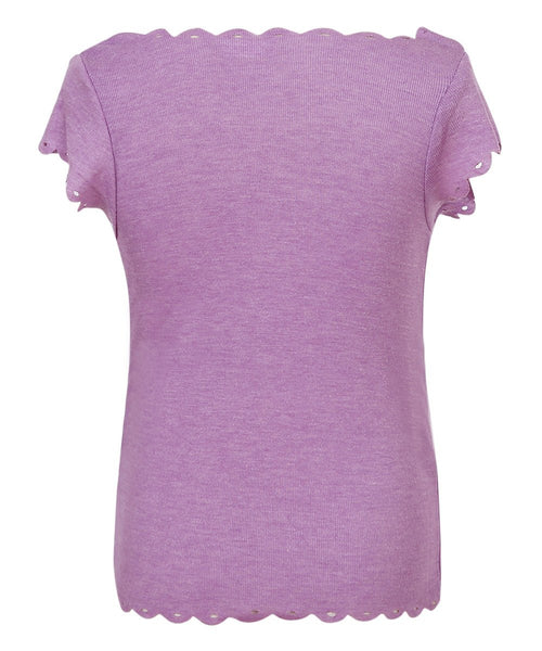 Richie House Purple Scalloped Scoop Neck Younger Girls T-Shirt