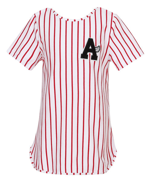 Richie House Red & White Stripe Younger Girls T-Shirt