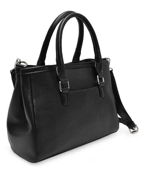 Adrienne Vittadini Black The Pebble Grain Satchel Womens Bag