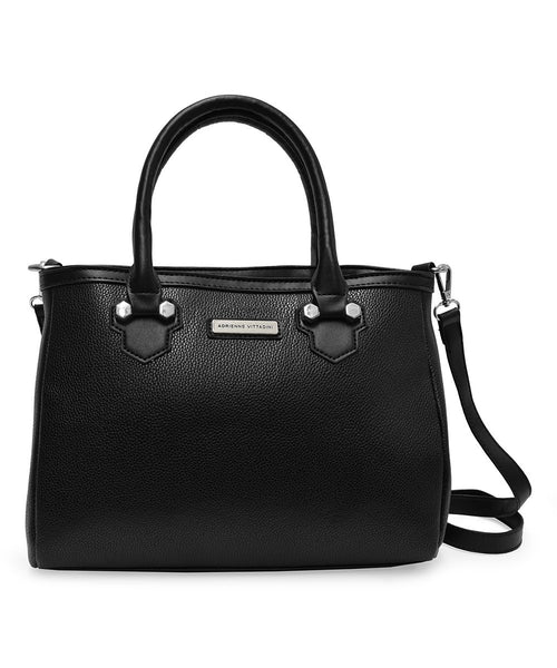 Adrienne Vittadini Black The Pebble Grain Satchel Womens Bag