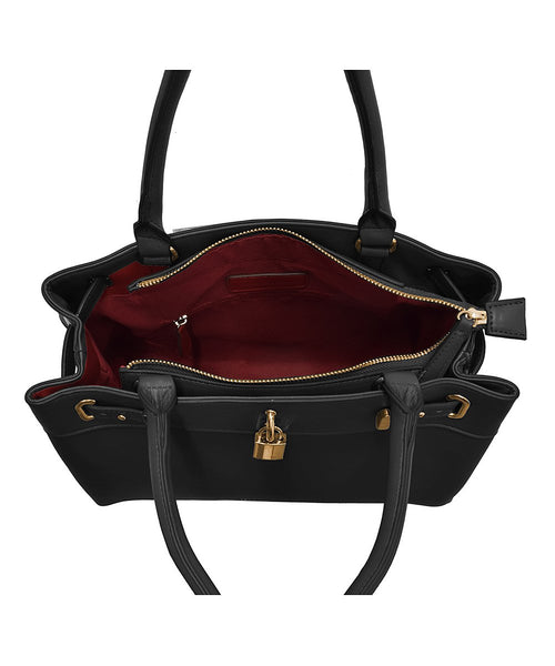 Adrienne Vittadini Black Belted Isabella Collection Womens Satchel Bag