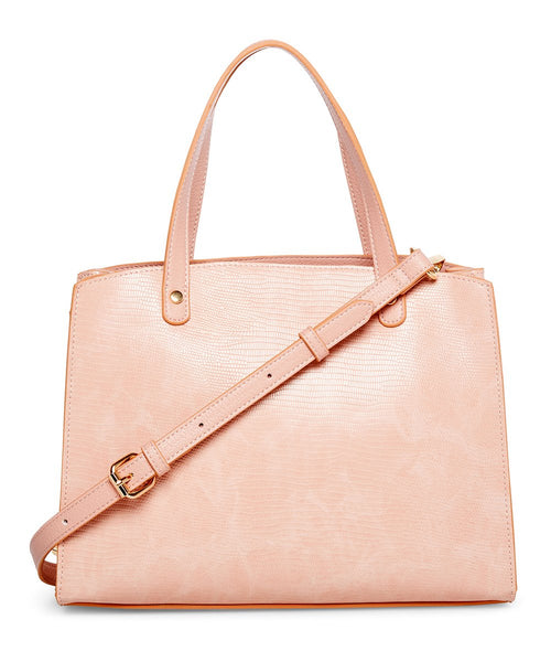 Anne Klein Pale Pink Lizard Embossed Convertible Satchel Womens Bag - Stockpoint Apparel Outlet