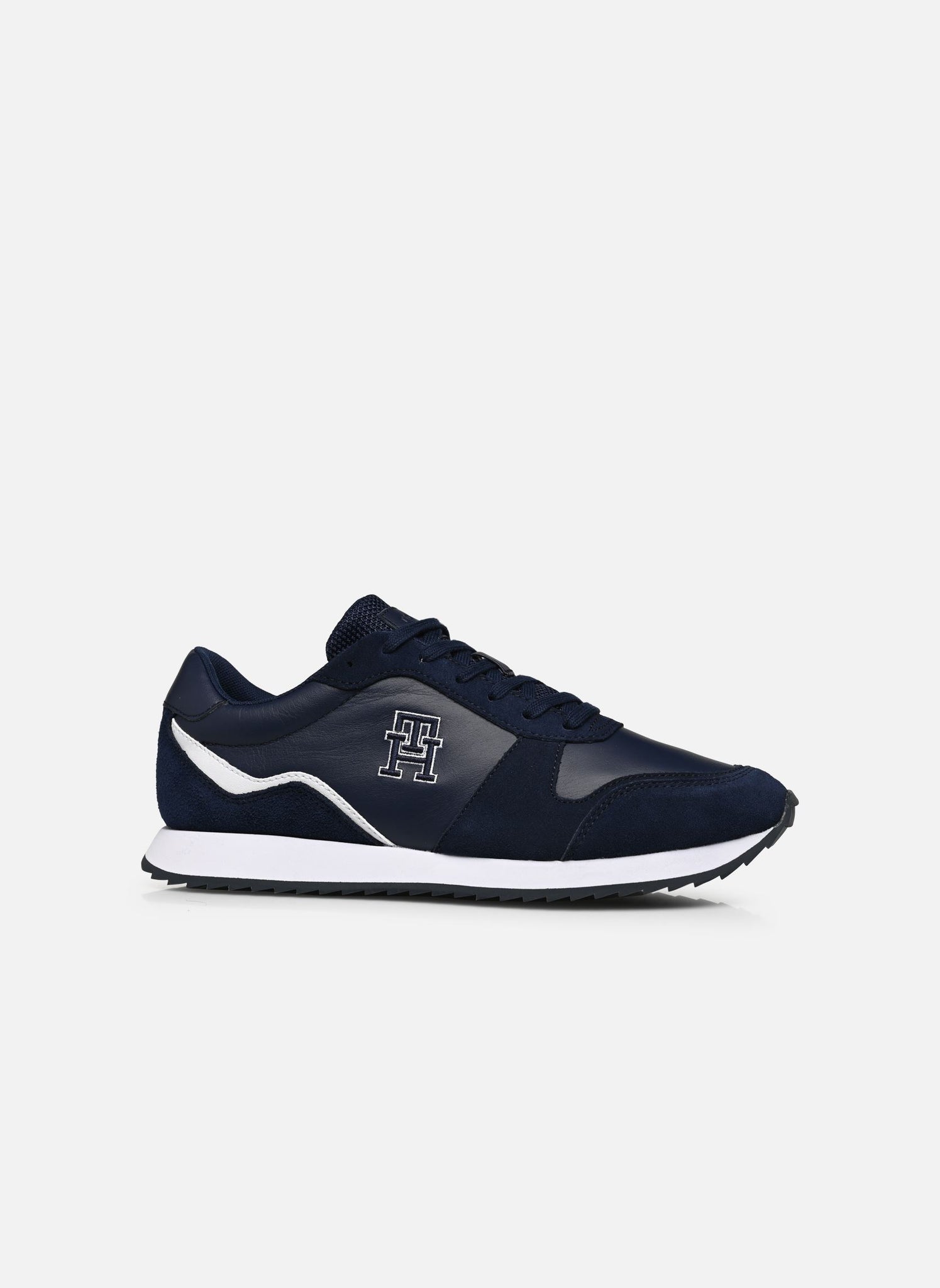 Tommy Hilfiger Navy Blue Runner Evo Leather Mens Sneakers