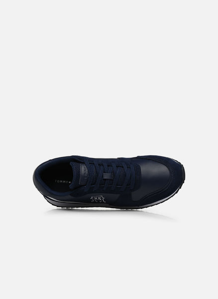 Tommy Hilfiger Navy Blue Runner Evo Leather Mens Sneakers