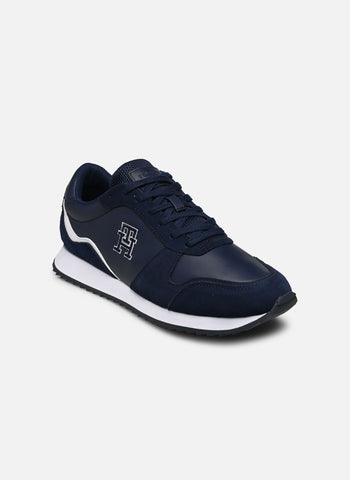 Tommy Hilfiger Navy Blue Runner Evo Leather Mens Sneakers