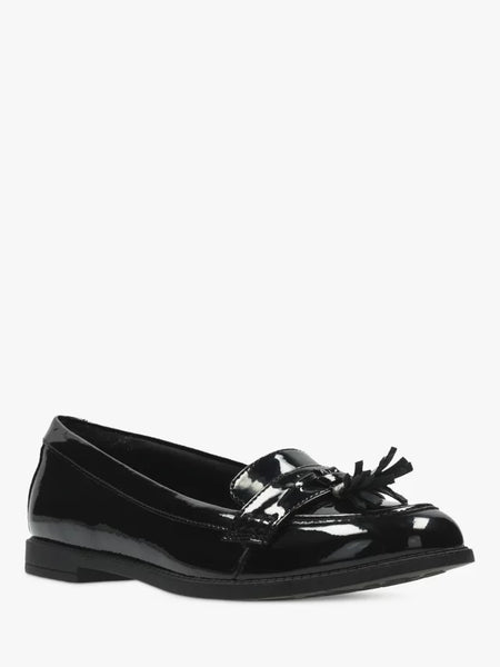 Clarks Preppy Edge Black Leather Girls School Shoes