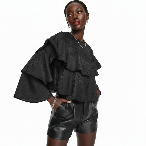 River Island Black Pretty Roman One Arm Womens Top