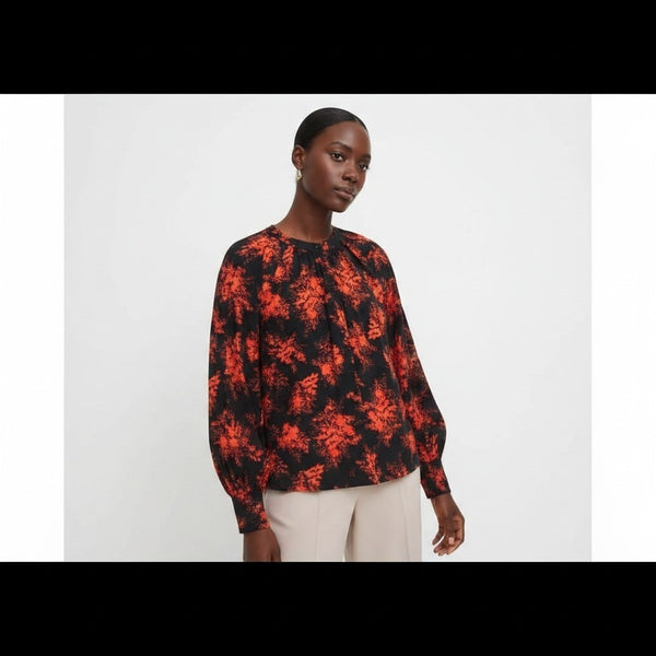 JD Williams Black & Orange Floral Womens Top