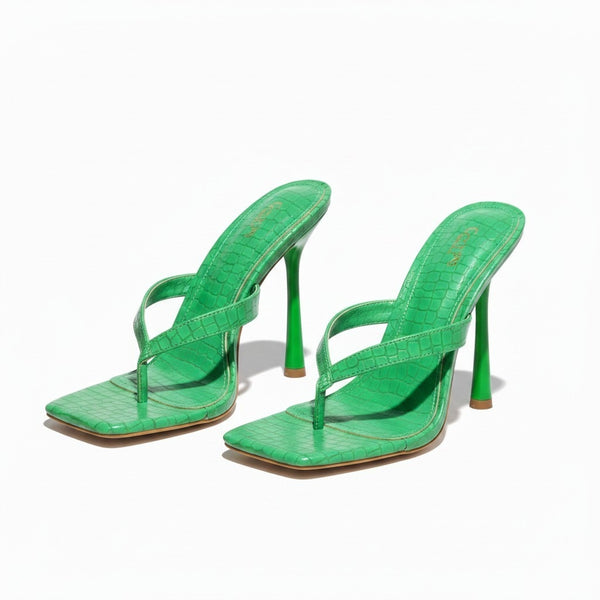 Simmi London Green Croc Womens Heels