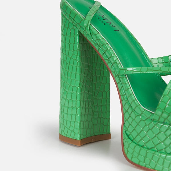 Simmi London Green Croc Womens Heels