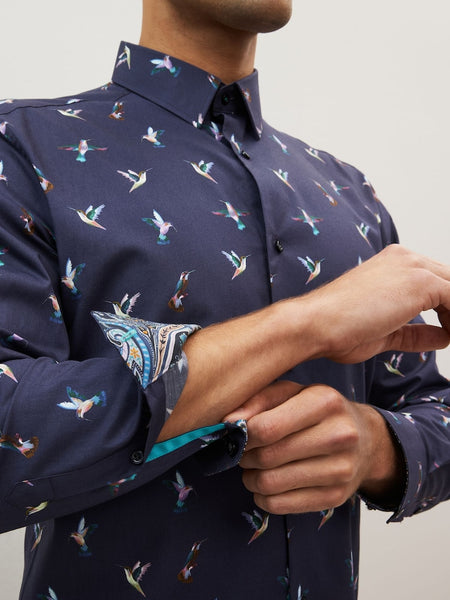 Next Navy Long Sleeve Regular Fit Mens Shirt