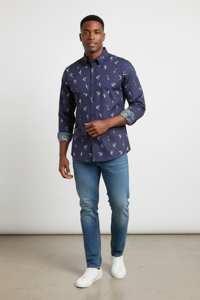 Next Navy Long Sleeve Regular Fit Mens Shirt