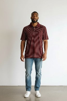 Amazon Burgundy Mens Short Sleeve Polo Shirt