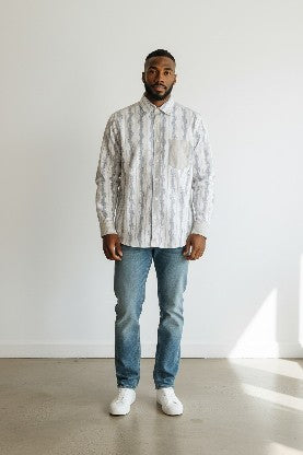 Florence + Fred Floral Striped Long Sleeve Mens Shirt