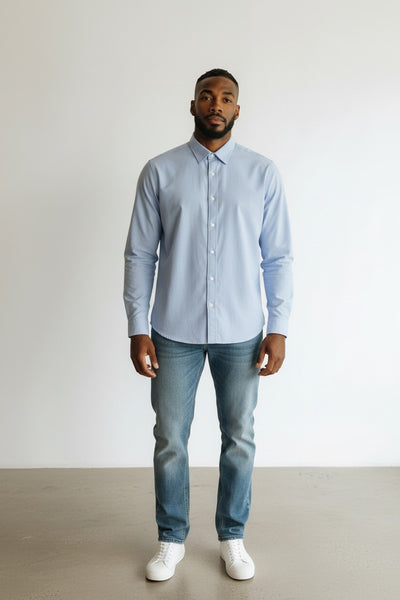 Amazon Light Blue Long Sleeve Mens Shirt