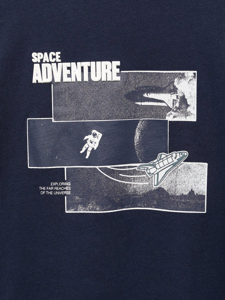 Mango Navy Blue Space Adventure Printed Older Boys T-Shirt
