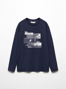 Mango Navy Blue Space Adventure Printed Older Boys T-Shirt