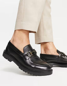 H by Hudson Black Alvero Saddle Leather Mens Loafers