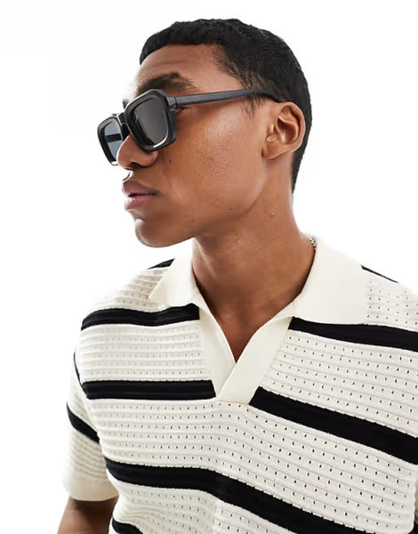 Asos Design Matte Black Square Mens Sunglasses