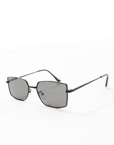 New Look Black Metal Rectangle Framed Mens Sunglasses