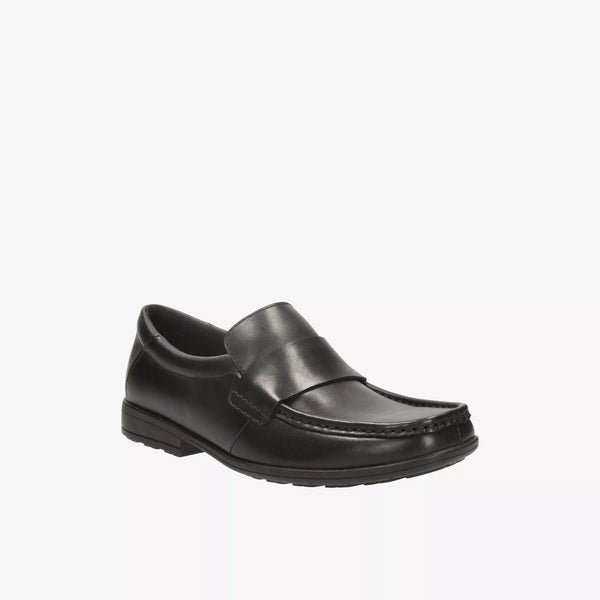 Clarks Corris Step Black Leather Senior School Boys Shoes