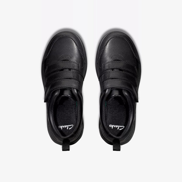 Clarks Black Leather Scape Sky Boys / Mens Shoes