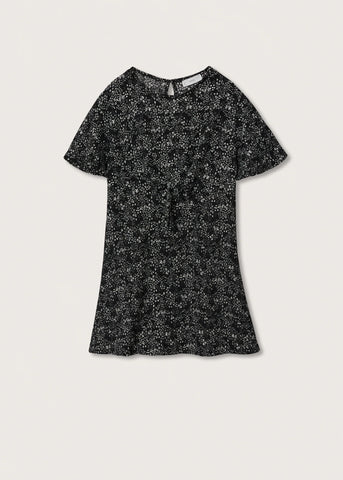 Mango Black Flower Print Older Girls Dress