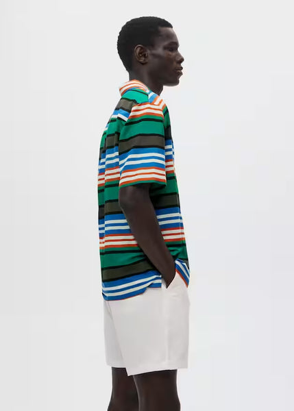 Mango Green Striped Flowy Mens Shirt
