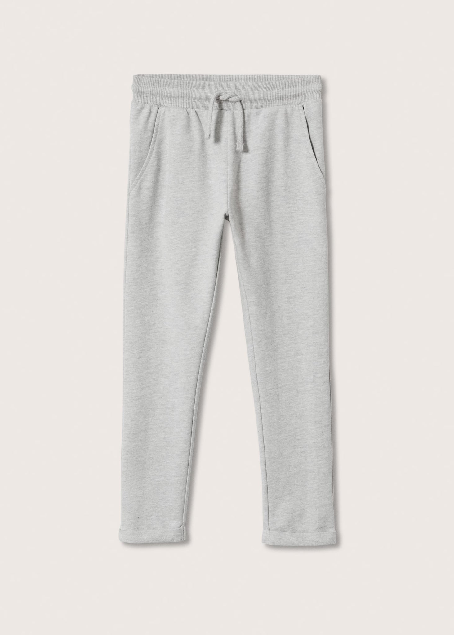 Mango Medium Heather Grey Cotton Jogger Style Older Girls Trousers