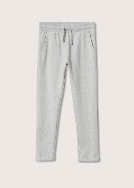 Mango Medium Heather Grey Cotton Jogger Style Older Girls Trousers