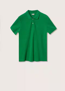 Mango Green Cotton Piqué Mens Polo Shirt