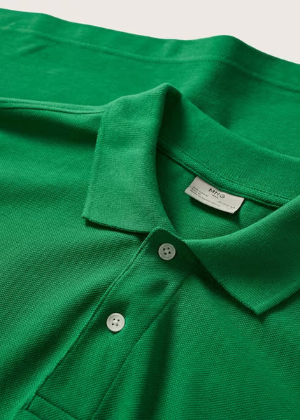 Mango Green Cotton Piqué Mens Polo Shirt