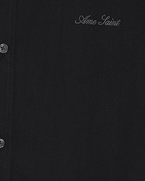 River Island Black Muscle Fit Textured Embroidery Mens Shirt