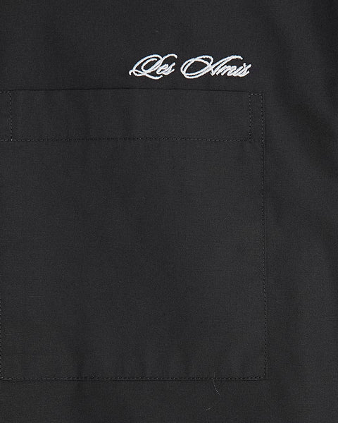 River Island Black Boxy Fit Graphic Poplin Mens Shirt